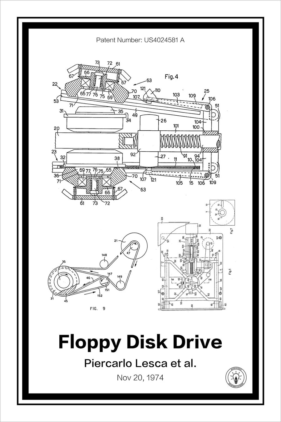 Floppy Disk Drive Patent Print - Retro Patents