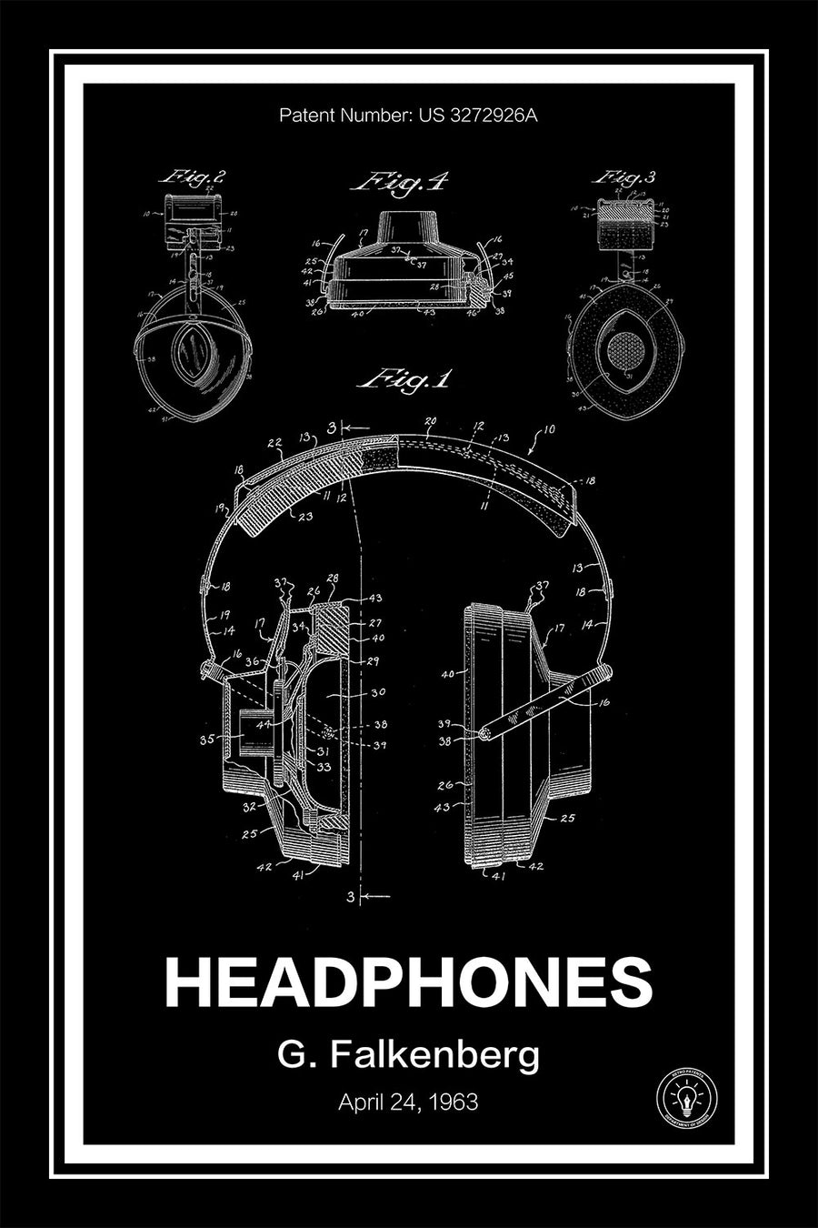 Headphones Patent Print - Retro Patents