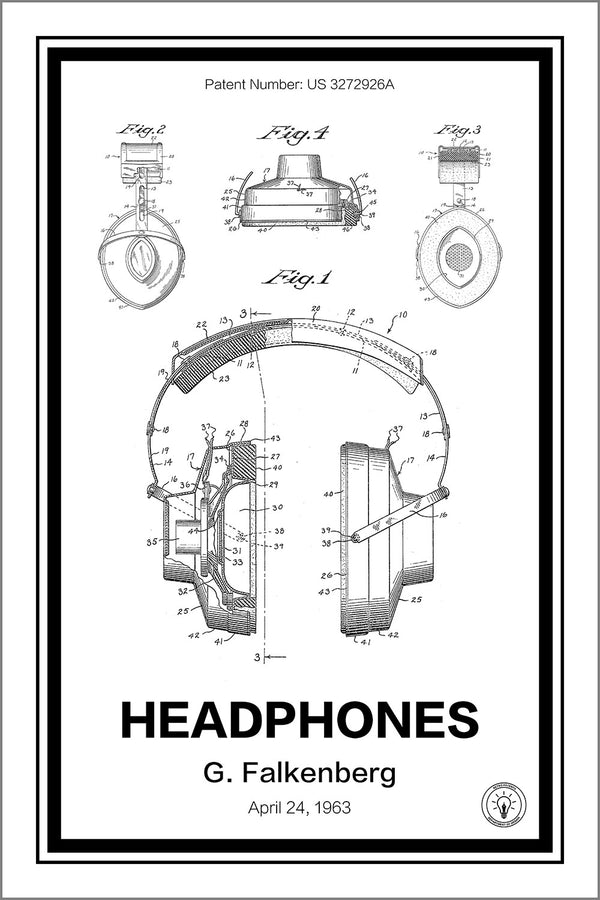 Headphones Patent Print - Retro Patents