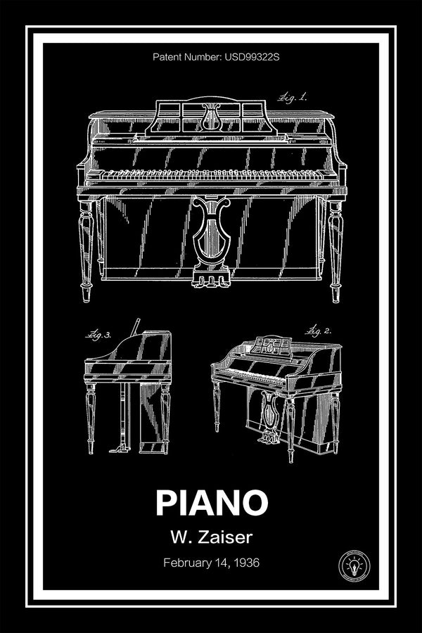 Piano Patent Print - Retro Patents